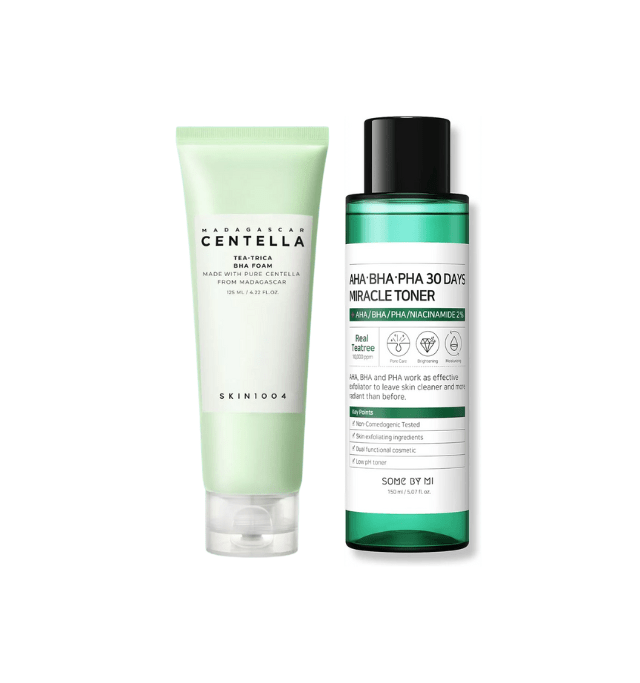 Acne Scars Treatment Set – Skin1004 Centella Tea Trea BHA Foam & Some By Mi 30 Days Miracle Toner